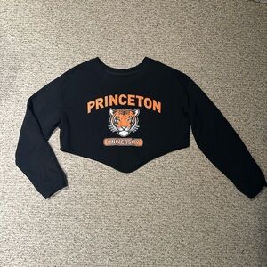 Princeton University Black Cropped Sweatshirt.